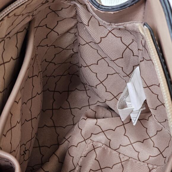 Kelly And Katie Purse Taupe Tan Beige Handbag Tote Shoulder Strap Laser Cut Gold - Picture 10 of 10